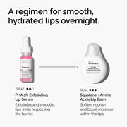 Pair PHA 5% Lip Exfoliating Serum with Squalane + Amino Acids Lip Balm for smooth hydrated lips